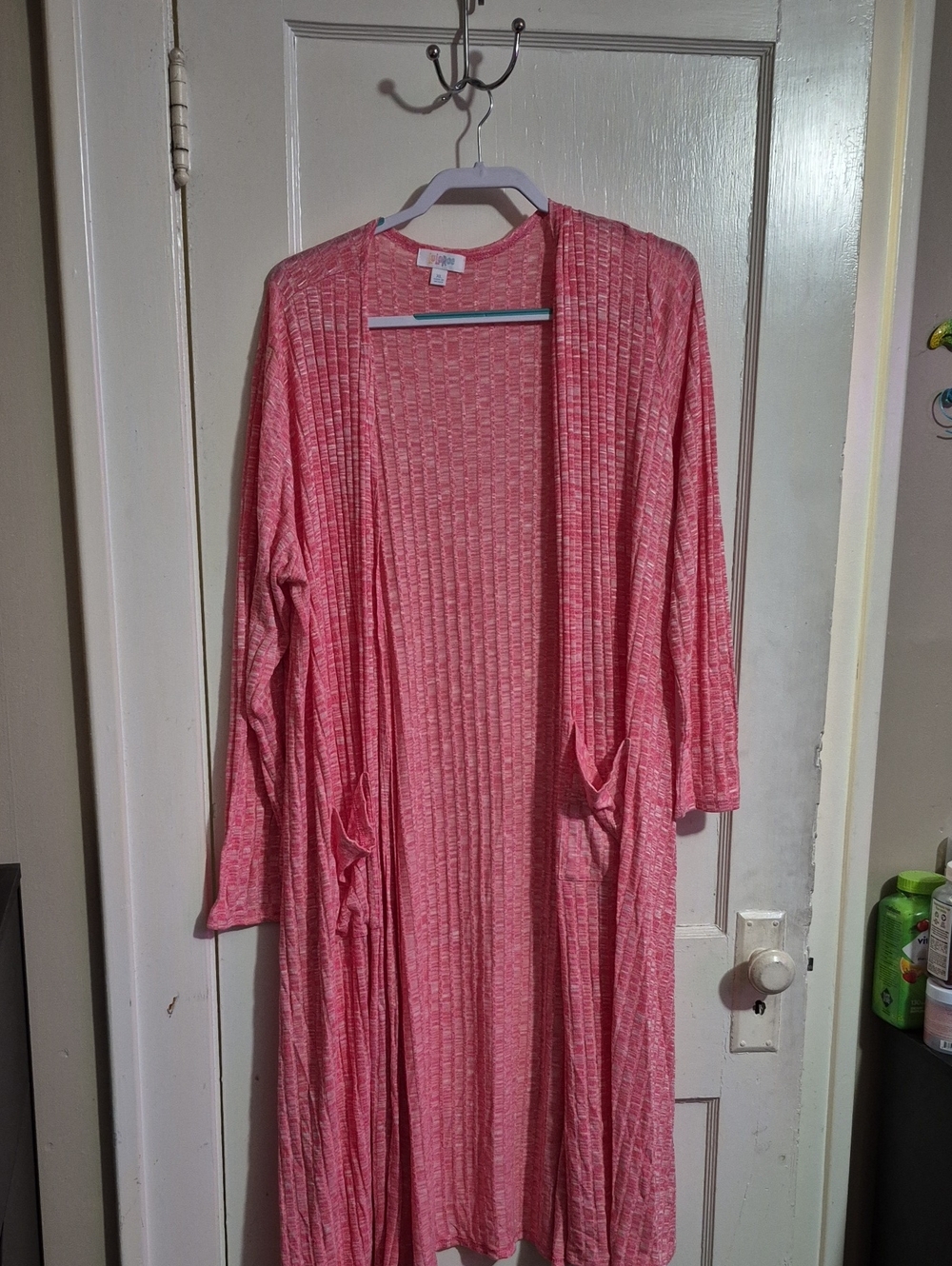 LuLaRoe Pink Ribbed Open-Front Long Cardigan